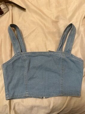Nasty Gal Light Denim Zip-Front Tank